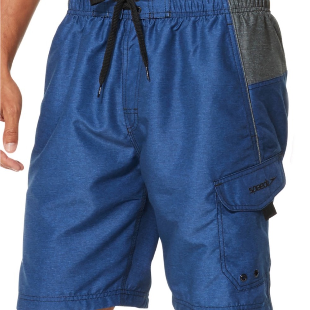 NWT Speedo Heathered Blue Swim trunk Board Short Small